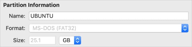 صورة لـ كيفية تثبيت Linux على الـ Mac الخاص بك أو إستخدام التمهيد المزدوج | Ubuntu_partition_information_in_Disk_Utility-2ks4KFfs-DzTechs