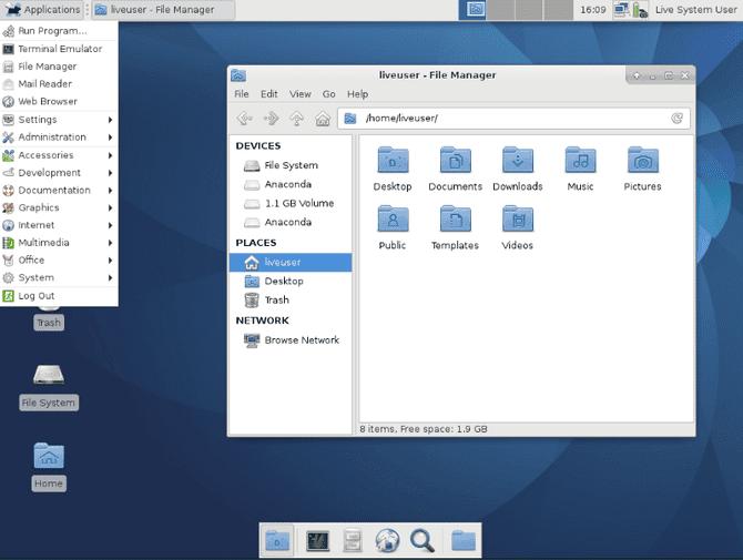 صورة لـ أفضل بيئات سطح المكتب الخفيفة لـ Linux: مقارنة بين LXDE و Xfce وبين MATE | XfceExplained_Xfce_Application_Menu-lLCQVFfs-DzTechs
