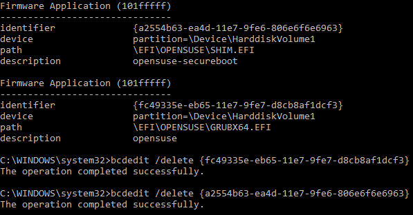 صورة لـ كيفية حذف خيارات قائمة التمهيد القديمة على Windows 10 | bcdedit_delete_firmware-5EvmDHfs-DzTechs