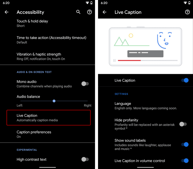صورة لـ كيفية الحصول على ميزة “النسخ النصي التلقائي” على أي جهاز Android 10 | live_caption_under_accessibility_menu-uteWJFfs-DzTechs