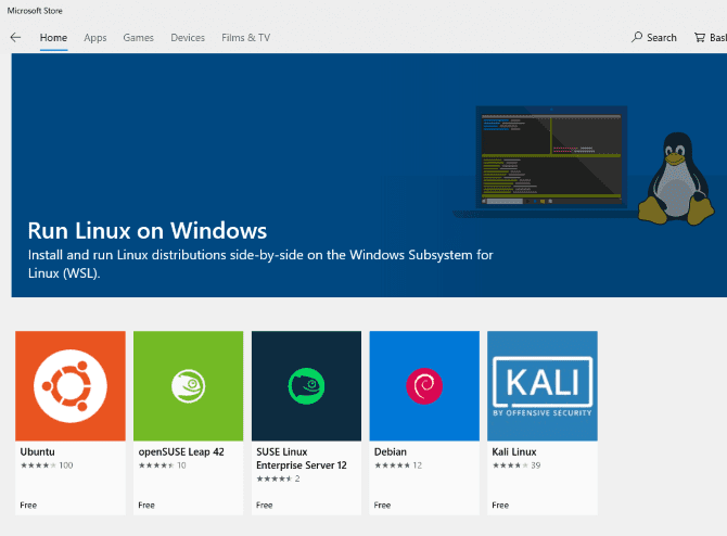 صورة لـ كيفية تشغيل سطح مكتب Linux باستخدام ميزة نظام Windows الفرعي لـ Linux | muo_windows_bash_store_linux-bh08sHfs-DzTechs