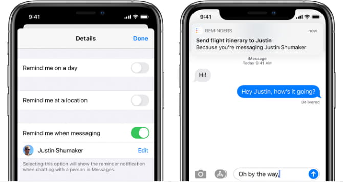صورة لـ كيفية إتقان استخدام تطبيق Reminders على الـ iPhone أو iPad | remind_when_messaging-nBLGGKfs-DzTechs