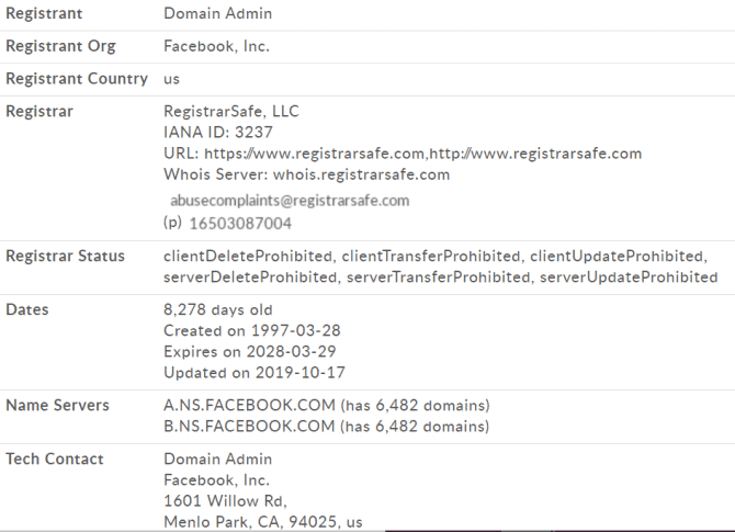 صورة لـ كيفية إزالة المعلومات الشخصية الكاذبة على الإنترنت | whois_lookup_facebook_host-cx2JPFfs-DzTechs