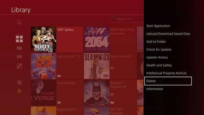 صورة لـ كيفية تنظيم محتوى PS4 الخاص بك فيما يخص الألعاب والإشعارات والأصدقاء | 02_PS4_Delete_Game_670x377-4owPlMfs-DzTechs