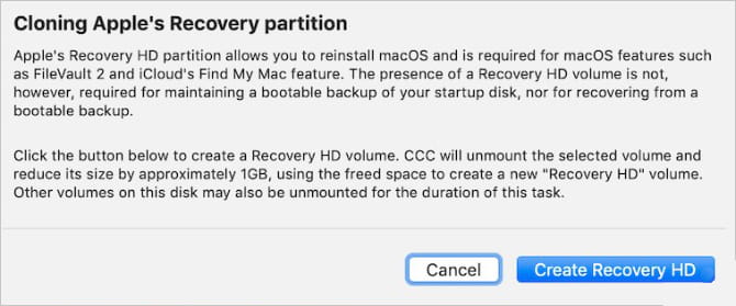 صورة لـ كيفية حذف (أو استعادة) قسم الاسترداد الخاص بـ Mac | Create_Recovery_HD_option_from_Carbon_Copy_Cloner-GEh4XHfs-DzTechs