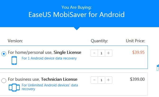 صورة لـ كيفية استرداد الرسائل النصية المحذوفة على Android | EaseUs_Android_Recovery_Price-7KgkGIfs-DzTechs