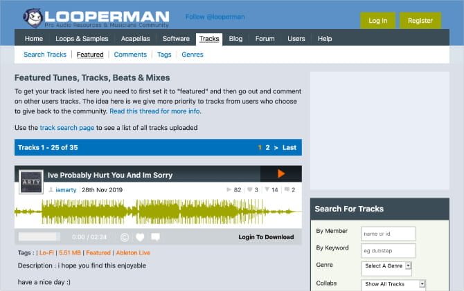 صورة لـ أفضل مواقع الويب للحصول على الموسيقى المجانية بترخيص المشاع الإبداعي | Looperman_tracks_page_showing_free_Creative_Commons_music-0dBUtIfs-DzTechs