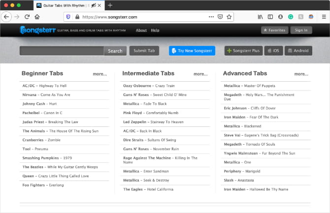 صورة لـ أفضل المواقع للعثور على أوتار الغيتار لعزف الأغاني الشائعة | Songsterr_home_page2-Yq0jzIfs-DzTechs