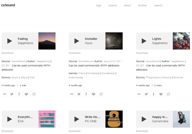 صورة لـ أفضل المواقع لتنزيل الموسيقى المجانية والخالية من حقوق الطبع والنشر لمقاطع فيديو YouTube | free_royalty_free_youtube_music_cchound-HqsZuIfs-DzTechs