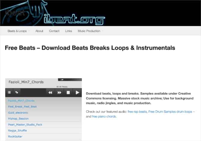 صورة لـ أفضل مواقع الويب للحصول على الموسيقى المجانية بترخيص المشاع الإبداعي | iBeat_home_page_showing_sample_of_free_beats-FA9UtIfs-DzTechs