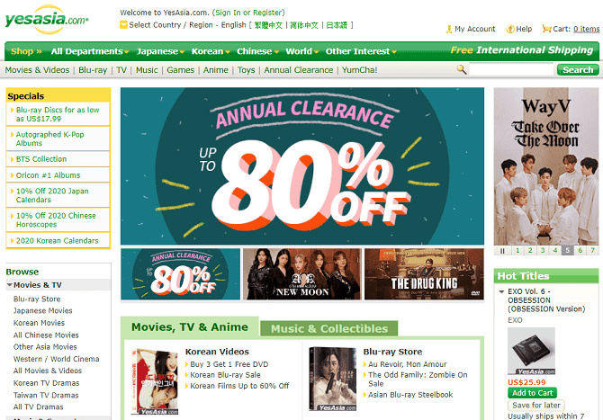 صورة لـ أفضل مواقع التسوق على الإنترنت التي تُوفر الشحن الدولي مجانًا | yesasia_670x467-S9abpIfs-DzTechs