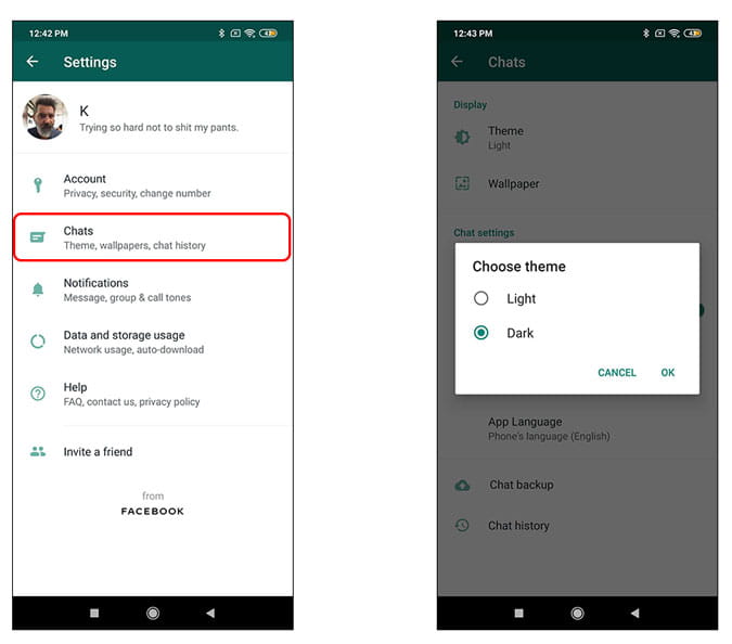 صورة لـ كيفية تمكين الوضع المظلم على WhatsApp لنظام Android و iOS | 2-W8mo7Ofs-DzTechs