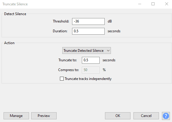 صورة لـ كيفية إزالة الصمت من ملفات MP3 الصوتية تلقائيًا | Audaciy_Truncate_Silence_Dialog_Box-XZsflKfs-DzTechs