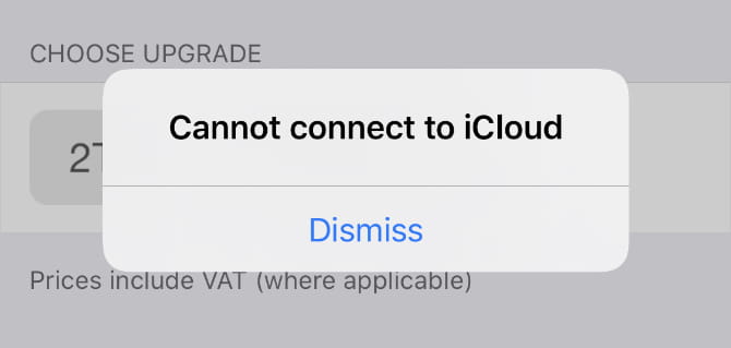 صورة لـ مشاكل iCloud الشائعة (وكيفية إصلاحها على iPhone أو iPad) | Cannot_connect_to_iCloud_iPhone_alert-kGhmeJfs-DzTechs