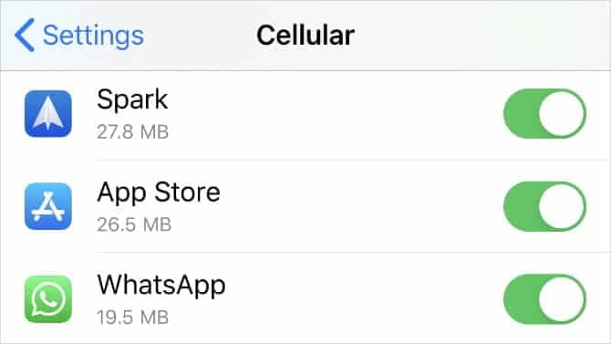 صورة لـ لم تتمكن من تنزيل التطبيقات على الـ iPhone الخاص بك؟ أفضل الحلول لتجربتها | Cellular_settings_with_App_Store_turned_on-71SNZIfs-DzTechs