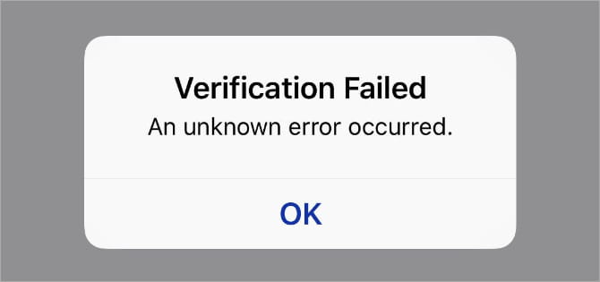 صورة لـ مشاكل iCloud الشائعة (وكيفية إصلاحها على iPhone أو iPad) | Verification_Failed_iPhone_alert-NKhmeJfs-DzTechs