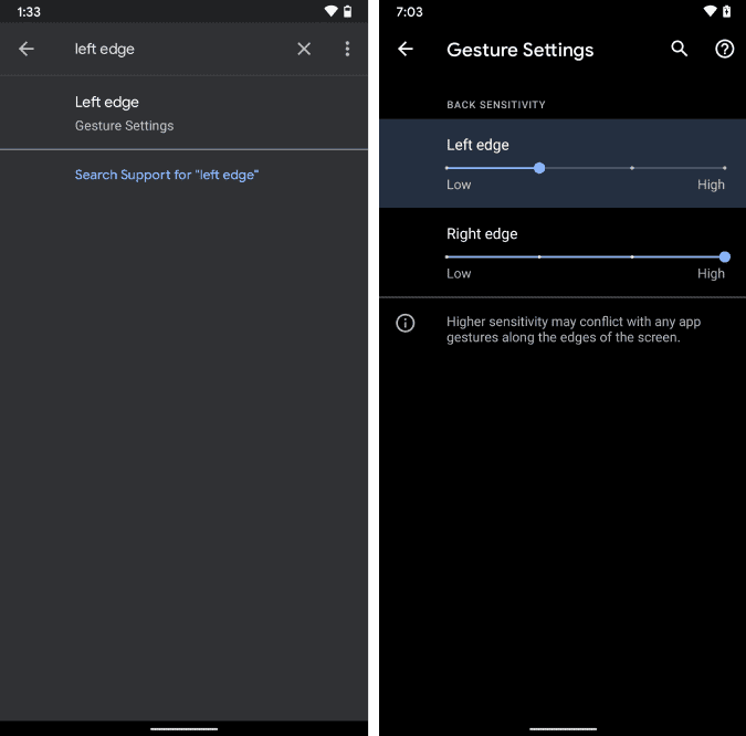 صورة لـ نظام Android 11 الجديد: أفضل الميزات حتى الآن | android-11-seperate-edge-sensitivity-gestures-DzTechs