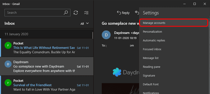 صورة لـ كيفية مزامنة تقويم iCloud الخاص بك مع Windows 10 | manage_accounts_in_ms_mail-FjC80Jfs-DzTechs