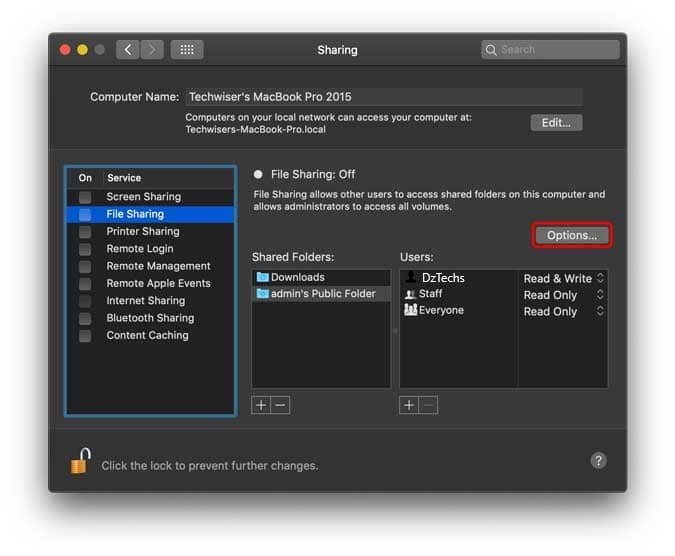 صورة لـ كيفية الوصول إلى المجلدات المشتركة في الـ Mac من Windows 10 | options_button-9t0pIJfs-DzTechs