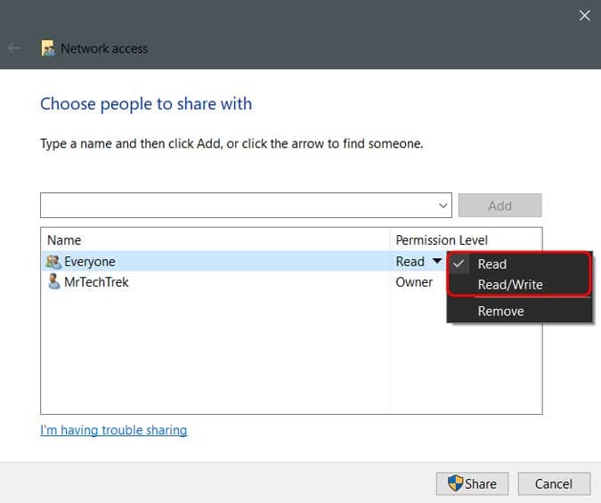 صورة لـ كيفية الوصول إلى مجلدات Windows المشتركة من Mac؟ | permissions-ehdr0Jfs-DzTechs