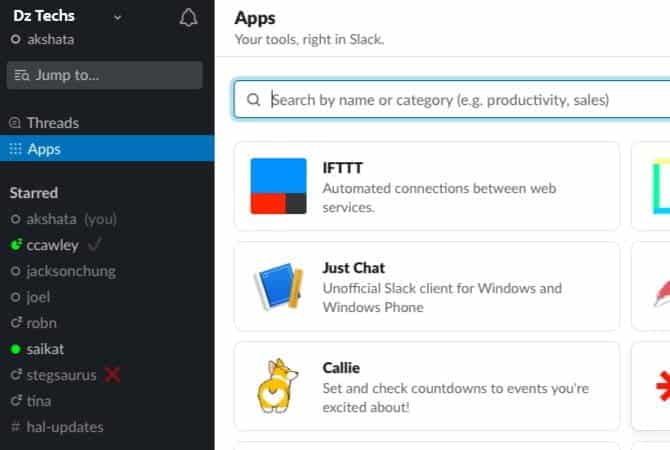 صورة لـ أفضل الأدوات المجانية للتعاون عبر الإنترنت أثناء العمل من المنزل | slack_app_section_and_sidebar_view-1uOXYPfs-DzTechs