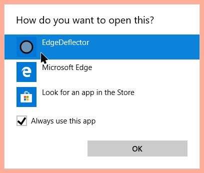 صورة لـ كيفية تغيير التطبيقات والإعدادات الافتراضية في Windows 10 | Edge_Deflector-TzKhcTfs-DzTechs