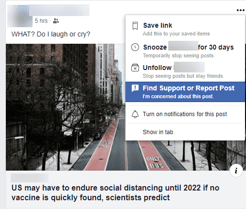 صورة لـ أفضل النصائح لاكتشاف وتجنب (نشر) الأخبار المزيفة أثناء الأزمات | Facebook_Report_Post-C4GW0Sfs-DzTechs