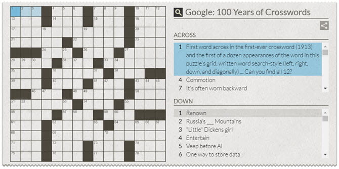 صورة لـ أفضل الألعاب في شعارات Google المُبتكرة الرائجة لتمضية الوقت | Google_Doodle_Crossword-xdP6pTfs-DzTechs