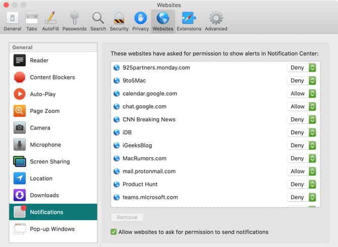 صورة لـ أهم إعدادات Safari التي يجب تغييرها للإستفادة من تصفح أفضل على الـ Mac | SafariNotificationsAllowDeny_Mac-yEUTxSfs-DzTechs