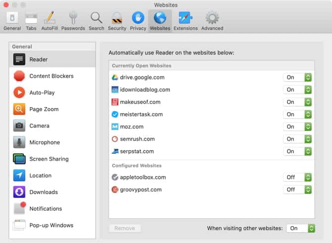 صورة لـ أهم إعدادات Safari التي يجب تغييرها للإستفادة من تصفح أفضل على الـ Mac | SafariUseReaderViewAllSites_Mac-wQUTxSfs-DzTechs