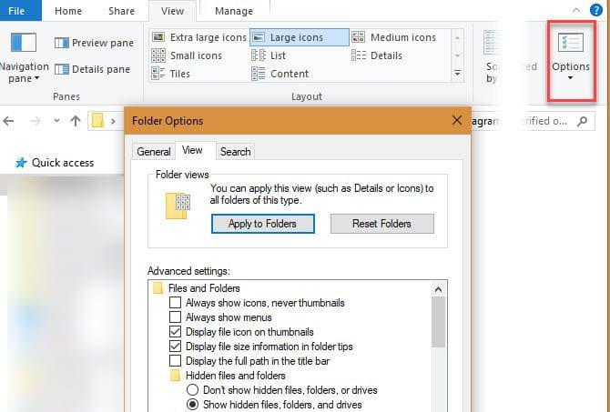 صورة لـ كيفية تغيير التطبيقات والإعدادات الافتراضية في Windows 10 | Windows_10_Change_Folder_View_Options_e1586463199334-RcwgcTfs-DzTechs