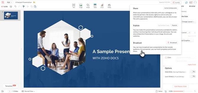 صورة لـ أفضل الأدوات لبدء عرض تقديمي عبر الإنترنت من أي مكان | Zoho_Show_Broadcast-Tae29Rfs-DzTechs