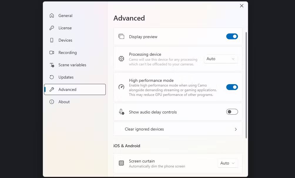صورة لـ كيفية استخدام الـ iPhone الخاص بك ككاميرا ويب: إليك دليل تفصيلي | camo-studio-app-advanced-settings