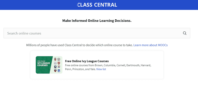 صورة لـ أفضل مواقع الويب للحصول على الدورات الجامعية المجانية عبر الإنترنت | class_central_college_courses_search-FEd1kRfs-DzTechs