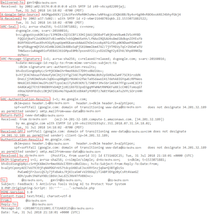صورة لـ كيفية تتبع رسائل البريد الإلكتروني إلى عنوان IP المصدر الخاص بها | gmail_full_email_header-KY9cHSfs-DzTechs