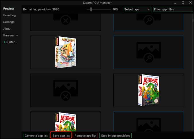 صورة لـ كيفية لعب الألعاب الرجعية على Steam باستخدام Steam ROM Manager؟ | save_app_list-JHD8sRfs-DzTechs