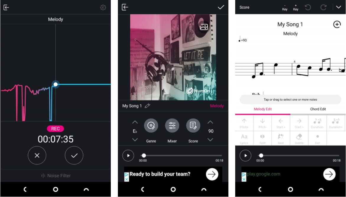 صورة لـ أفضل تطبيقات Android للموسيقيين للتسجيل الموسيقي والتلحين والمزيد | 3._HumOn-SDT4vWfs-DzTechs