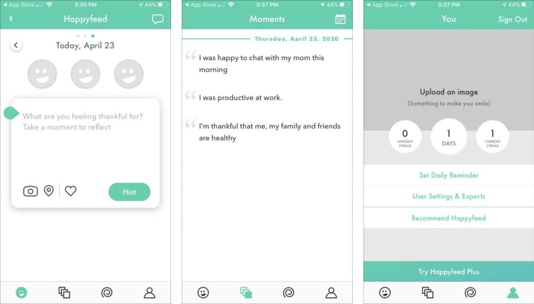 صورة لـ أفضل تطبيقات مذكرات يوميات الامتنان لمستخدمي iPhone و Android | 5._Happyfeed-U6urJUfs-DzTechs