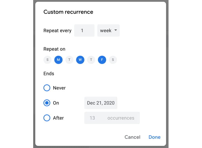 صورة لـ كيفية استخدام تقويم Google لتنظيم جدولك الدراسي | GoogleCalendarRepeatClassEvent_Web-eZ0JsWfs-DzTechs