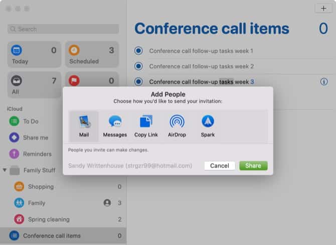 صورة لـ كيفية التعاون في تطبيقات Mac الافتراضية: الملاحظات والتذكيرات والمزيد | MacRemindersAddPeople-LxWWMUfs-DzTechs