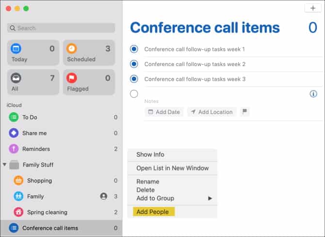 صورة لـ كيفية التعاون في تطبيقات Mac الافتراضية: الملاحظات والتذكيرات والمزيد | MacRemindersAddPeopleShortcut-NtWWMUfs-DzTechs
