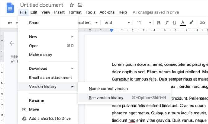 صورة لـ كيفية استعادة الإصدارات السابقة من Pages و Word ومستندات Mac الأخرى | See_version_history_option_from_Google_Docs-balkbWfs-DzTechs