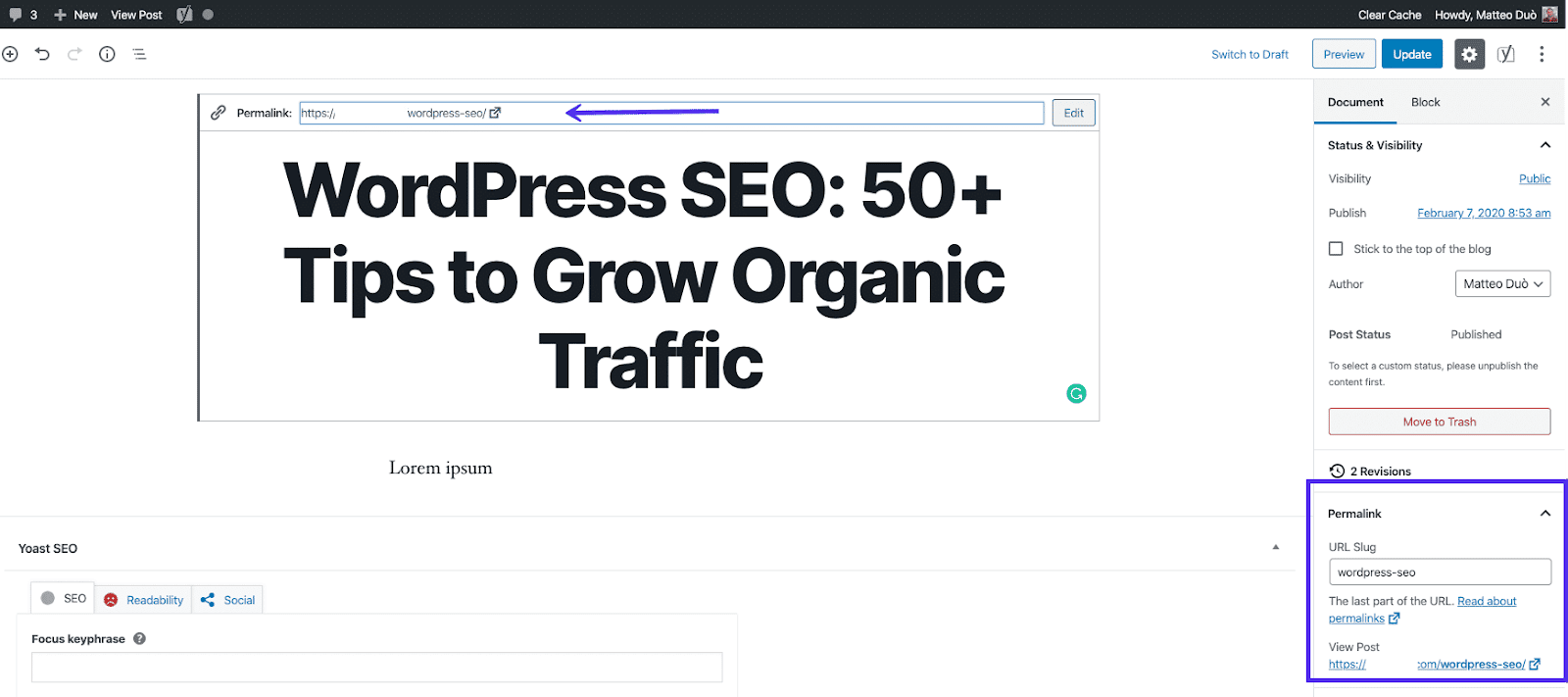 صورة لـ كيفية زيادة الزيارات العضوية لموقع الويب بنسبة كبيرة خلال عام واحد: نصائح لتحسين جذب الجمهور | change-permalink-bloc-editor-1-DzTechs-DzTechs