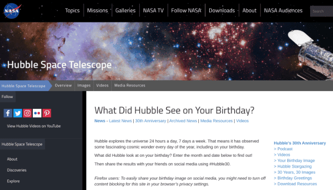 صورة لـ طُرق فريدة للاحتفال بأعياد الميلاد على الإنترنت في أوقات الإغلاق | online_birthday_celebrate_nasa_hubble_telescope-in1LmWfs-DzTechs