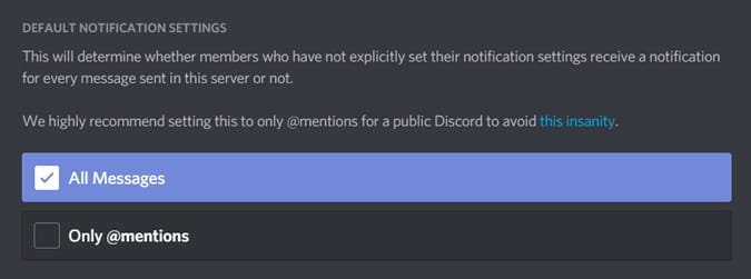 صورة لـ كيفية إنشاء وإدارة خادم Discord الخاص بك | Changing_notification_settings_on_discord_server-0pqP5Xfs-DzTechs