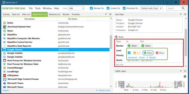 صورة لـ أفضل الأدوات لحظر التطبيقات من الوصول إلى الإنترنت على Windows 10 | NetLimiter_4_768x385-E9WV5Xfs-DzTechs