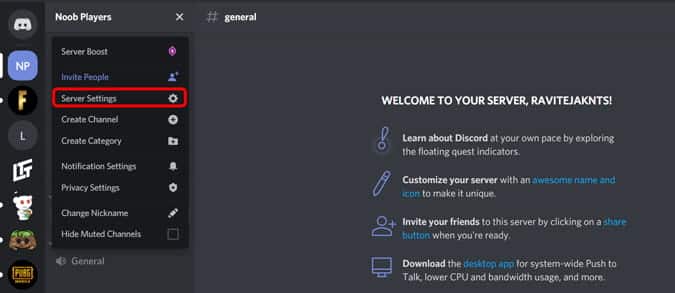 صورة لـ كيفية إنشاء وإدارة خادم Discord الخاص بك | accessing_server_settings-ihpP5Xfs-DzTechs