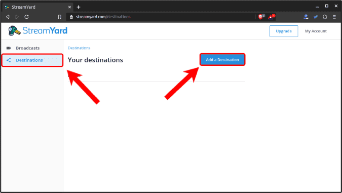 صورة لـ كيفية البث المباشر مع أكثر من شخصين على YouTube مجانًا (خيار سهل) | add_a_destination_1-KdSV0Xfs-DzTechs