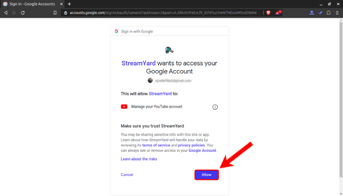 صورة لـ كيفية البث المباشر مع أكثر من شخصين على YouTube مجانًا (خيار سهل) | allow_your_google_account-ofSV0Xfs-DzTechs