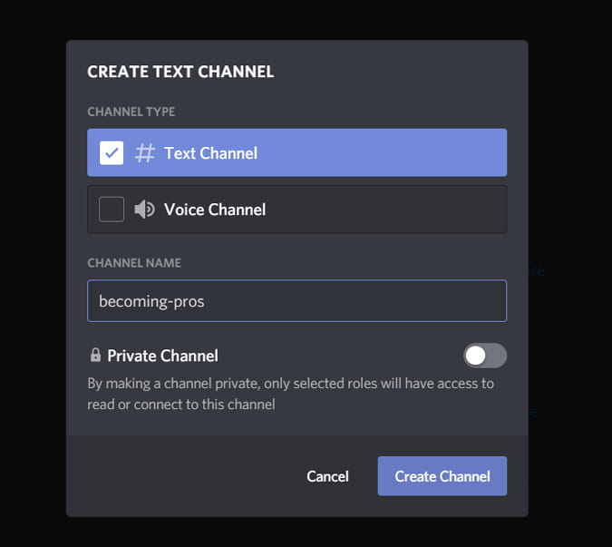 صورة لـ كيفية إنشاء وإدارة خادم Discord الخاص بك | creating_channel_on_discord_server-8wqP5Xfs-DzTechs
